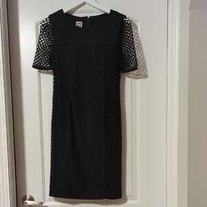 Anne Klein Black Textured Midi Dress